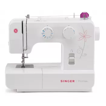 Máquina de coser automática SINGER Promise 1412 — eléctrica, 12 puntadas integradas, selector giratorio, blanca