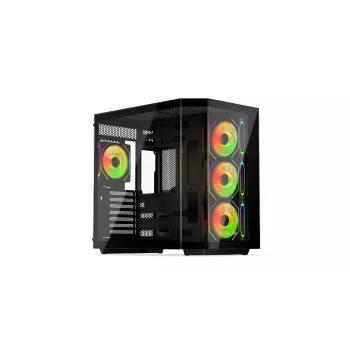 Caja torre de PC KRUX Empero KRXD010, ATX, negra – compatible con GPU hasta 420 mm, disipador de CPU hasta 155 mm, 2 bahías de 3,5