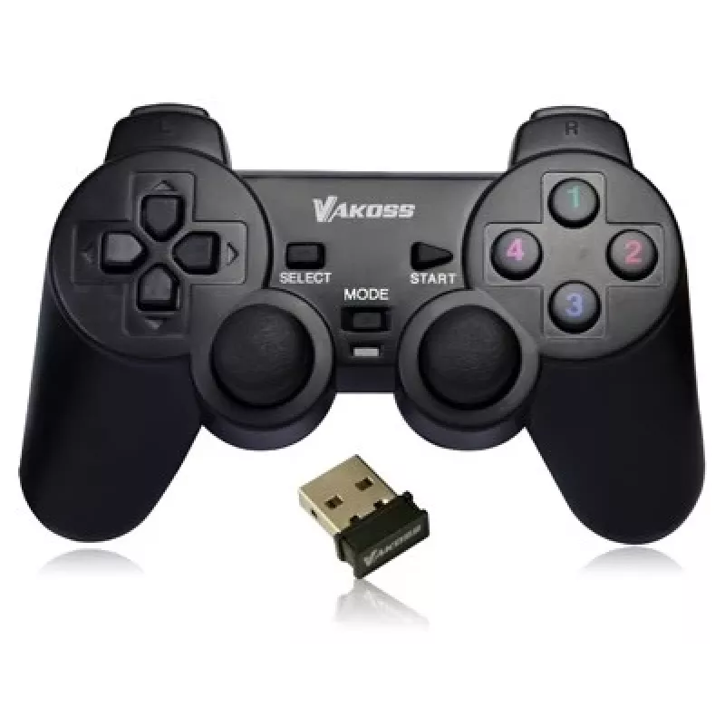 VAKOSS GP-4705BK mando inalámbrico USB, PC/PS3, vibración dual shock, analógico/digital, negro