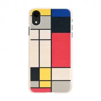 Funda para smartphone man and wood para iPhone XR – parte trasera de madera, marco blanco