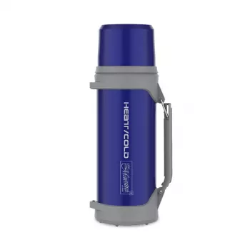Botella isotérmica Maestro MR-1631 1,5 l azul/gris, 24 h de conservación del calor, con tapa, taza y asa