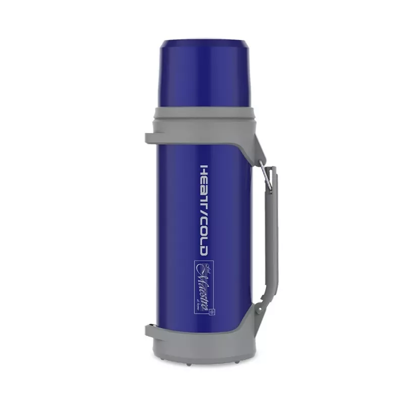 Botella isotérmica Maestro MR-1631 1,5 l azul/gris, 24 h de conservación del calor, con tapa, taza y asa