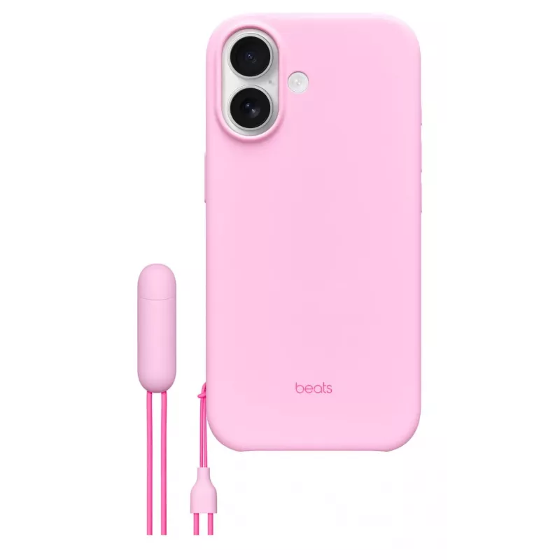 Funda con soporte para iPhone 17 Apple Beats con MagSafe y control de cámara, Pebble Pink, PC y microfibra