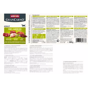 Comida húmeda para perros animonda GranCarno ternera + conejo con hierbas 800 g, adulto, lata