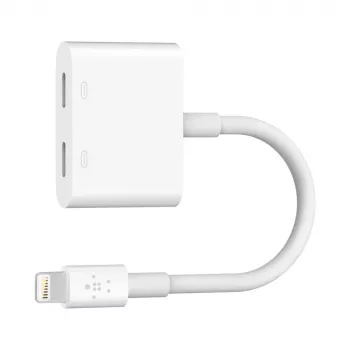 Belkin | Cable Lightning Audio + Charge RockStar, 11,5 cm, Blanco | F8J198btWHT