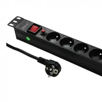 Qoltec 53996 regleta de enchufes para RACK 19 | 1U | 16A | PDU | 8xFRANCÉS | 2m