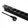 Qoltec 53996 regleta de enchufes para RACK 19 | 1U | 16A | PDU | 8xFRANCÉS | 2m