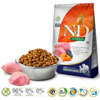 FARMINA N&D Pumpkin Lamb&Blueberry Adult Medium & Maxi - Pienso para perros - 12 kg