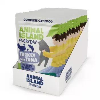 ANIMAL ISLAND pavo con atún bolsas de comida para gatos 12x85g