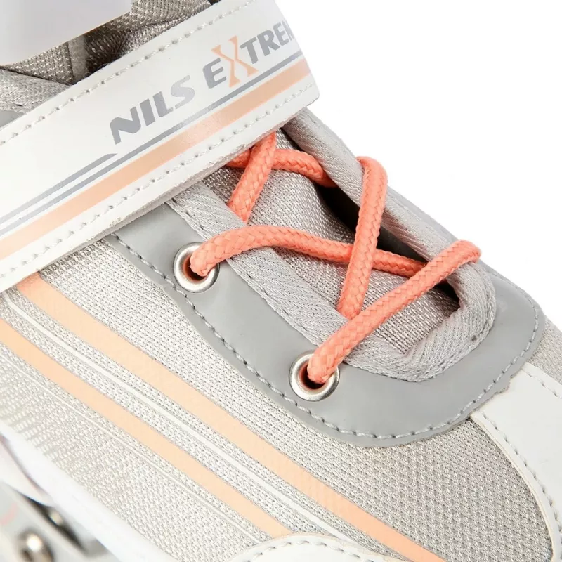 Patines en línea 2IN1 Nils Extreme NH18190 blanco/rosa talla S (29-33) con patines de hockey intercambiables