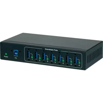 Renkforce hub industrial USB 3.0 de 7 puertos, montaje en pared, negro