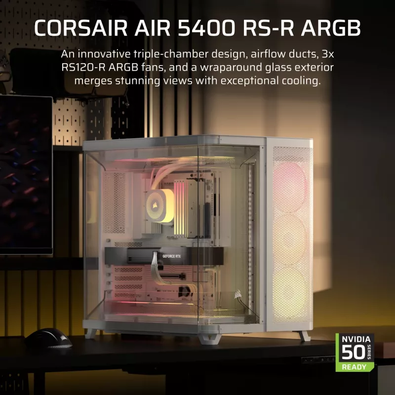 Caja de PC Corsair AIR 5400 RS-R ARGB Midi Tower blanca