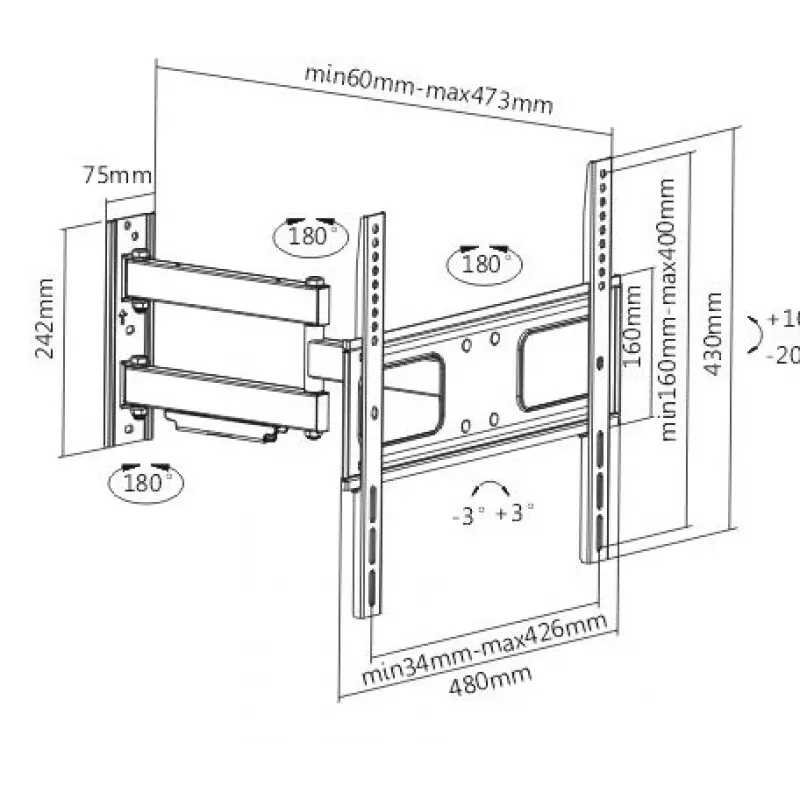 Sunne | Soporte de pared | 23-42-EAX2 | Articulado | 32-55