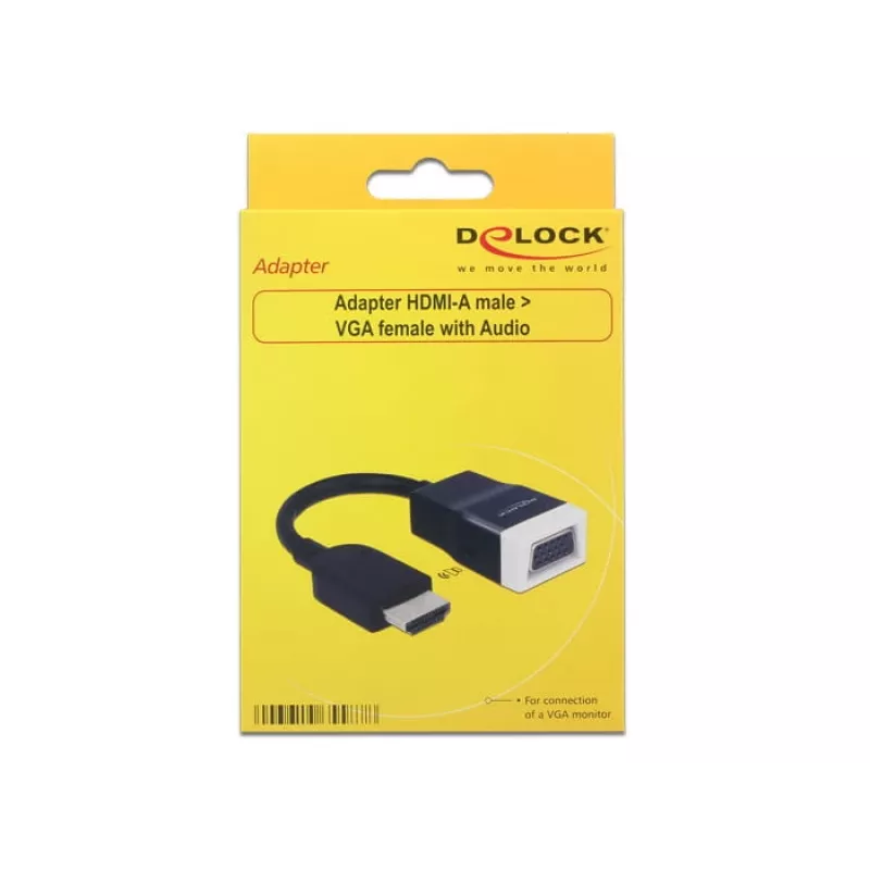 Delock 65587 adaptador HDMI-A macho a VGA (D-Sub 15) hembra con audio, negro/blanco