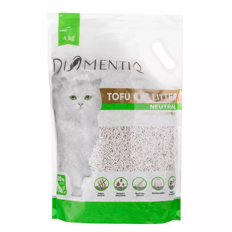 DIAMENTIQ Tofu Neutral Ultra aglutinante – arena vegetal – 4 kg