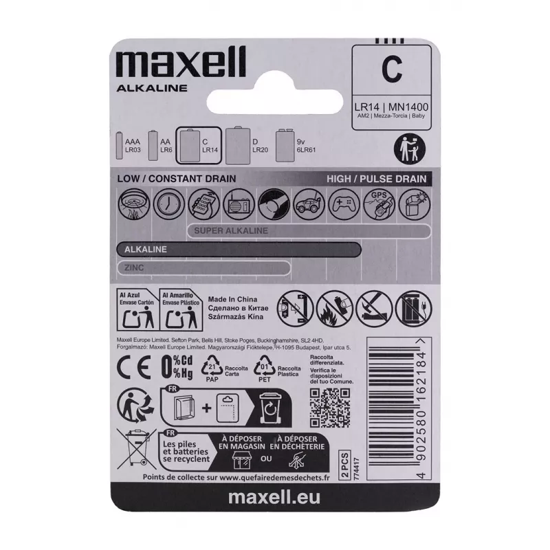 Maxell LR14 (C) pila alcalina, 2 uds.