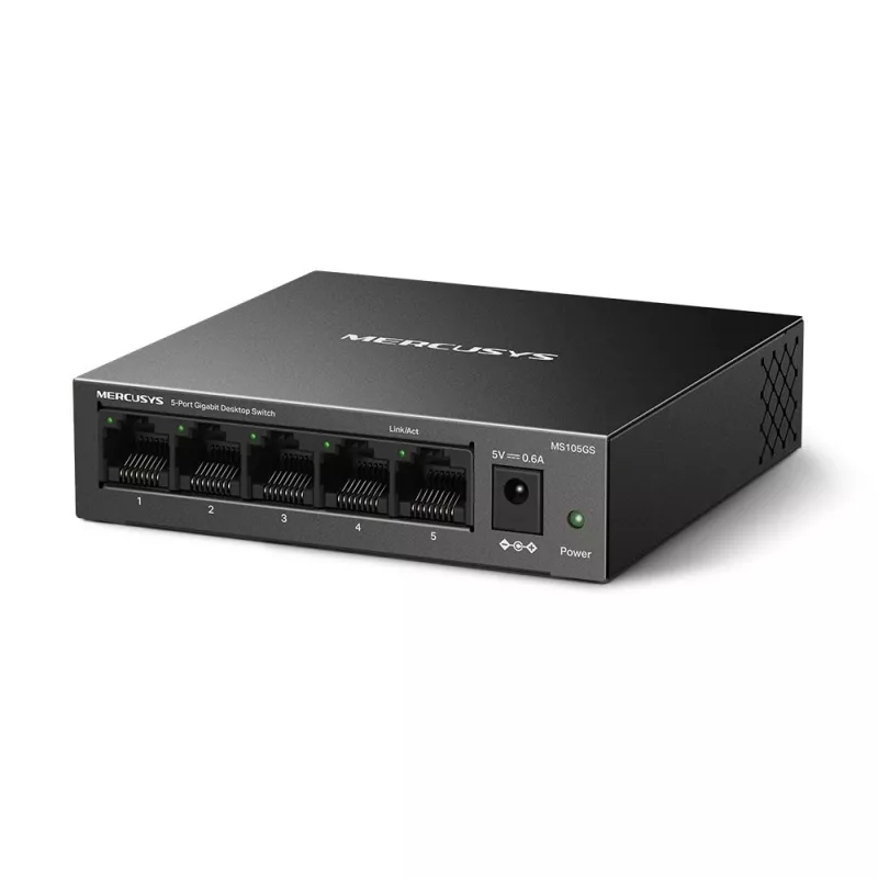 Mercusys MS105GS - Switch de sobremesa, 5 puertos Gigabit, negro