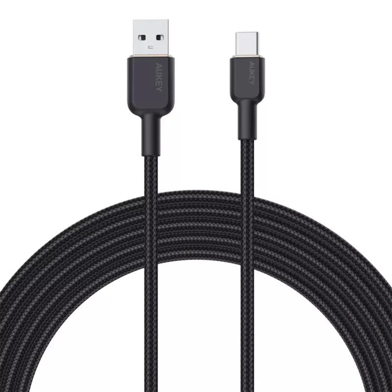 Cable USB-A a USB-C Aukey CB-NAC1, 1 m, nailon trenzado, USB PD 60 W, USB 2.0