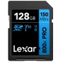 Tarjeta de memoria SDXC Lexar 128GB UHS-I 800xPRO Class 10 U3 V30 — 150 MB/s lectura, 45 MB/s escritura, negra