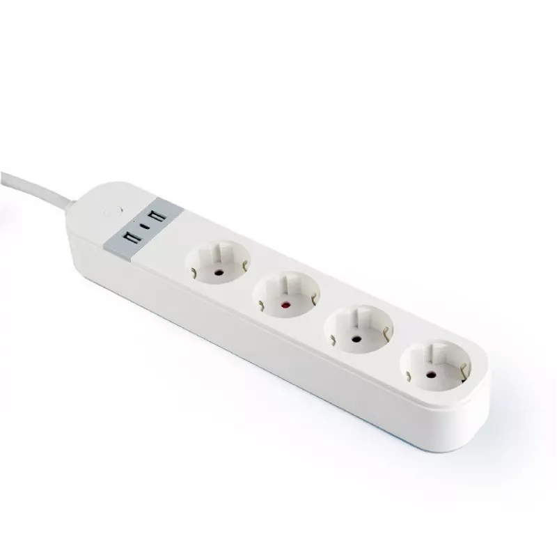 Regleta de enchufes inteligente Gembird TSL-PS-S4U-01-W 4 salidas AC 3880 W Blanco