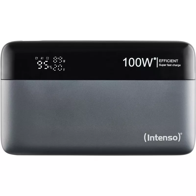 Batería externa INTENSO 7350050 — 20000 mAh, 1× USB-A + 2× USB-C, 100 W de potencia de salida total, negra/gris