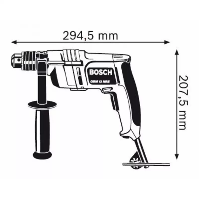 Bosch GBM 13 HRE Professional 0601049603 taladro con cable, 550 W, 550 rpm, 60 Nm, portabrocas de corona dentada de 13 mm, 2,1 kg, azul/negro