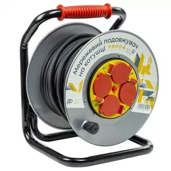 Alargador con carrete 25m, 4 tomas, 3x2.5mm2