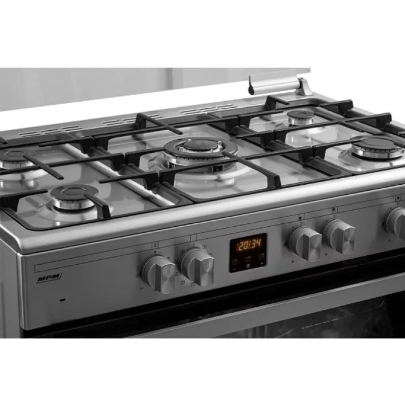 Cocina de gas y eléctrica MPM MPM-93-KGM-33 90 cm acero inoxidable, clase de eficiencia energética A