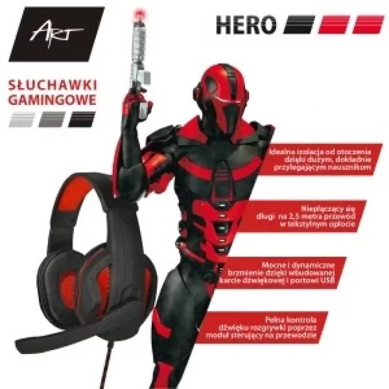 Auriculares gaming con micrófono Art Hero USB