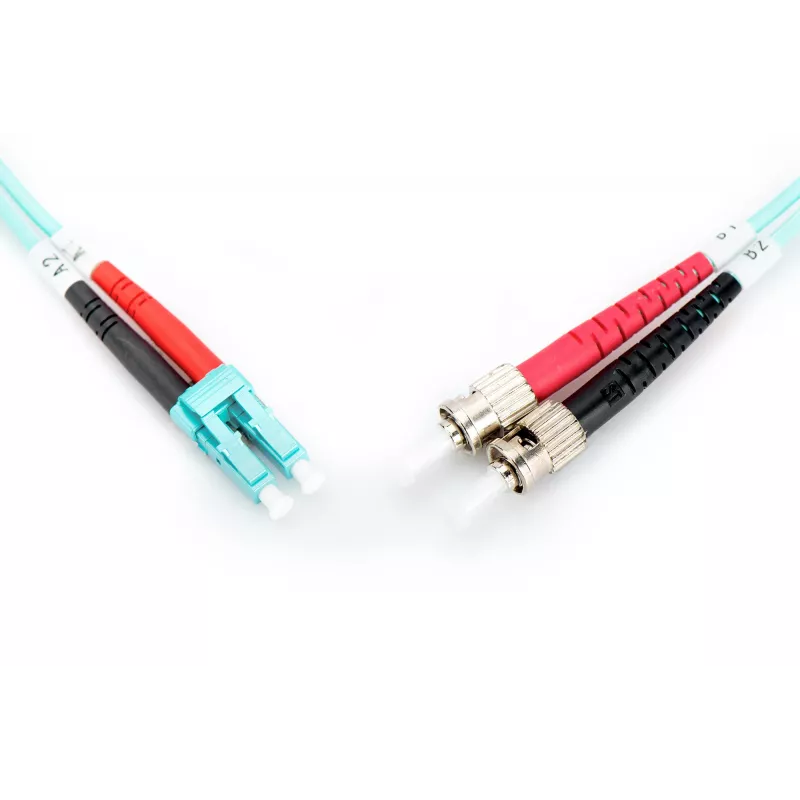 DIGITUS Professional - Cable de red - LC multimodo (M) - ST multimodo (M) - 1,0m - Fibra óptica - 50/125 micrómetros - OM3 - libre de halógenos, con protección antiacodamiento