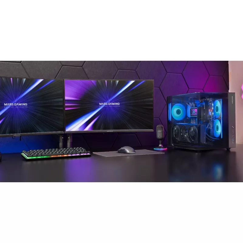 Caja de PC semitorre TACENS Mars Gaming MC-INFINIOLITE, negra, cristal templado, compatible con ATX/Micro-ATX/Mini-ITX, ventilador de 120 mm