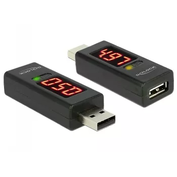 DeLOCK 65569 Adaptador probador de tensión y corriente USB 2.0, negro