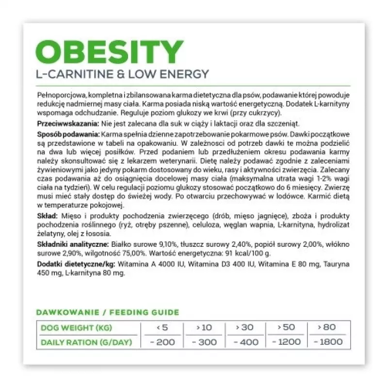 Comida húmeda para perros VETEXPERT Veterinary Diet Obesity para perros 400 g lata — ave, adulto, baja en grasa, alto contenido en humedad