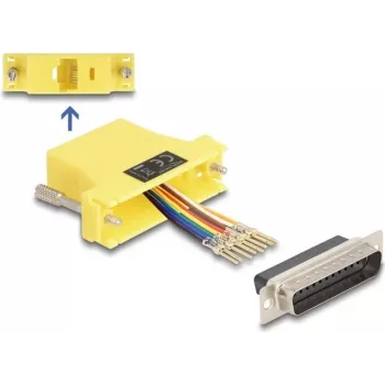 DeLOCK 67116 Kit de montaje D-Sub de 25 pines macho a RJ45 hembra, amarillo