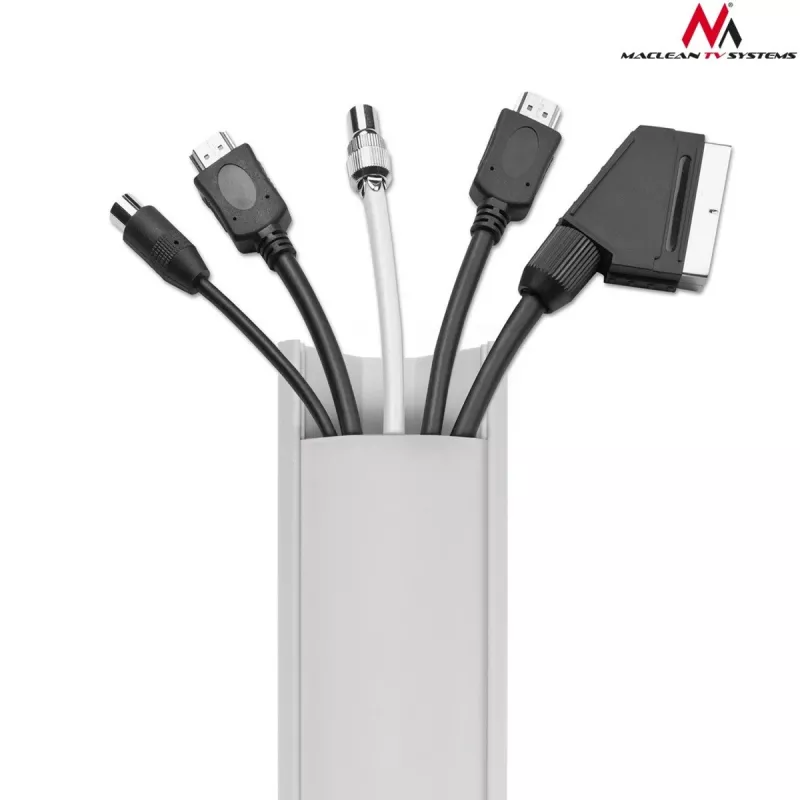 Maclean MCTV-575 cubrecables de suelo, 1,5 m, 43 x 23 mm, altura 23–32 mm, blanco, con cinta adhesiva