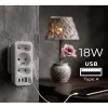 Regleta de enchufes MACLEAN MCE248 F/W — 3 tomas AC (1×16A, 2×6A) + 4×USB (2×A, 2×C PD 20W), conector EU, blanco