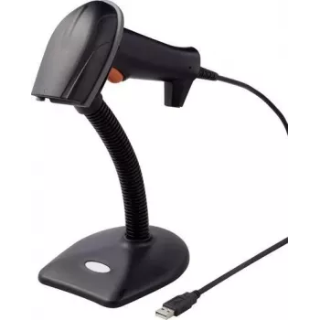 Renkforce Lector de códigos de barras 2D con cable 1D, 2D láser negro lector de mano USB (RF-3376032)