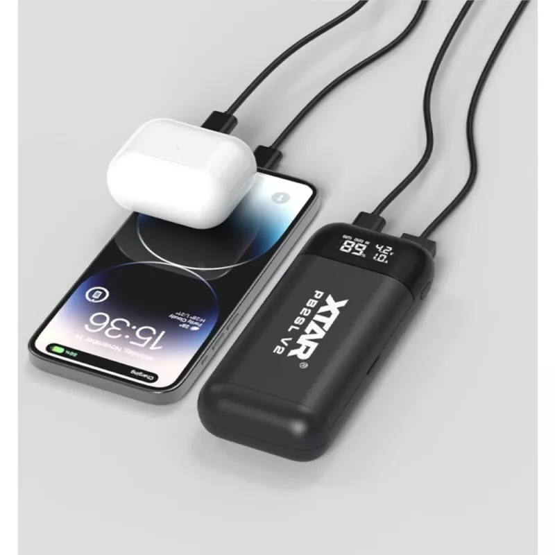 Cargador / powerbank para baterías de Li-Ion 18650 / 20700 / 21700 Xtar PB2SL V2 negro