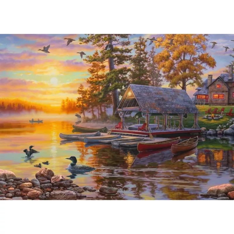 Puzle de 1000 piezas schmidt spiele Darrell Bush Boathouse with Canoes, 1000 piezas