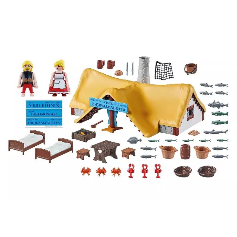 Playmobil 71266 Asterix: Cabaña de Verleihnix Verleihnix y su mujer Bakteria figuras de colección Asterix coleccionistas y fans diversión de juego juegos de rol