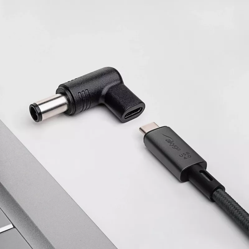 Akyga AK-ND-C08 adaptador de carga USB-C a DC 7,4 x 5,0 mm + pin para portátiles, 18,5-20 V, 100 W, para Dell