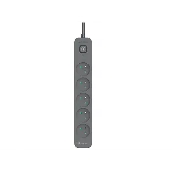 Regleta de enchufes TRACER TRALIS47023 — cable 1,8 m, 5 tomas