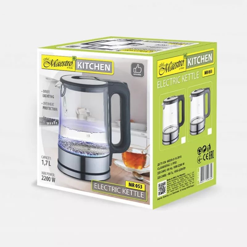 MAESTRO MR-053 Hervidor 1.7 L 2200 W (MR-053-Grau) Gris