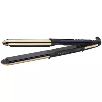 Plancha de pelo BABYLISS ST484E — placas cerámicas, tecnología Warm, 230 V, cable de 3,3 m, negro/oro