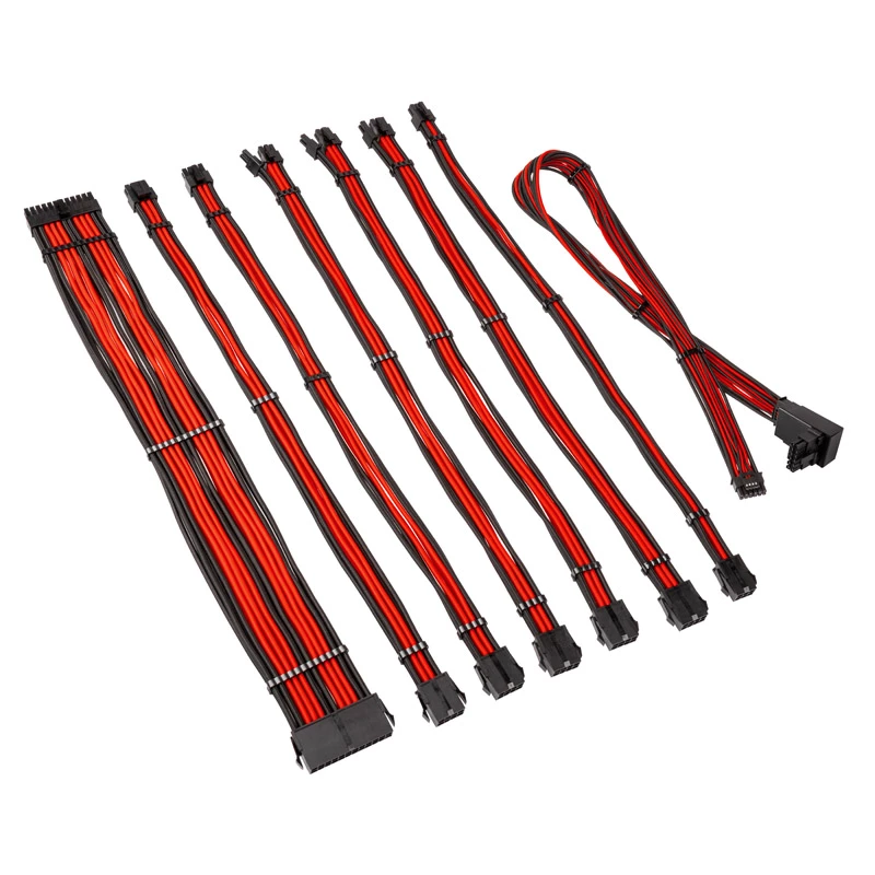 Kit de cables/adaptadores Kolink Core Pro 12V-2x6 Tipo 2 mallado, Jet Negro/Racing