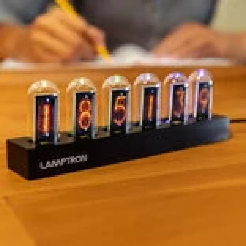 Reloj de mesa Lamptron DC601 IPS negro — reloj de mesa digital con pantalla IPS