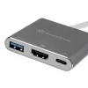 SilverStone SST-EP08C - Adaptador USB 3.1 Type-C a HDMI/USB Type C/USB Type A - Plata