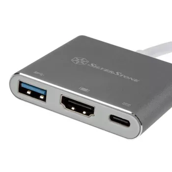 SilverStone SST-EP08C - Adaptador USB 3.1 Type-C a HDMI/USB Type C/USB Type A - Plata