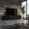 Mueble RTV ABI 4D 200x38x62 negro mate