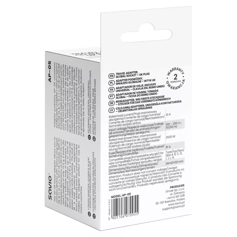 Savio AP-05 fuente de alimentación interior 2500 W blanco